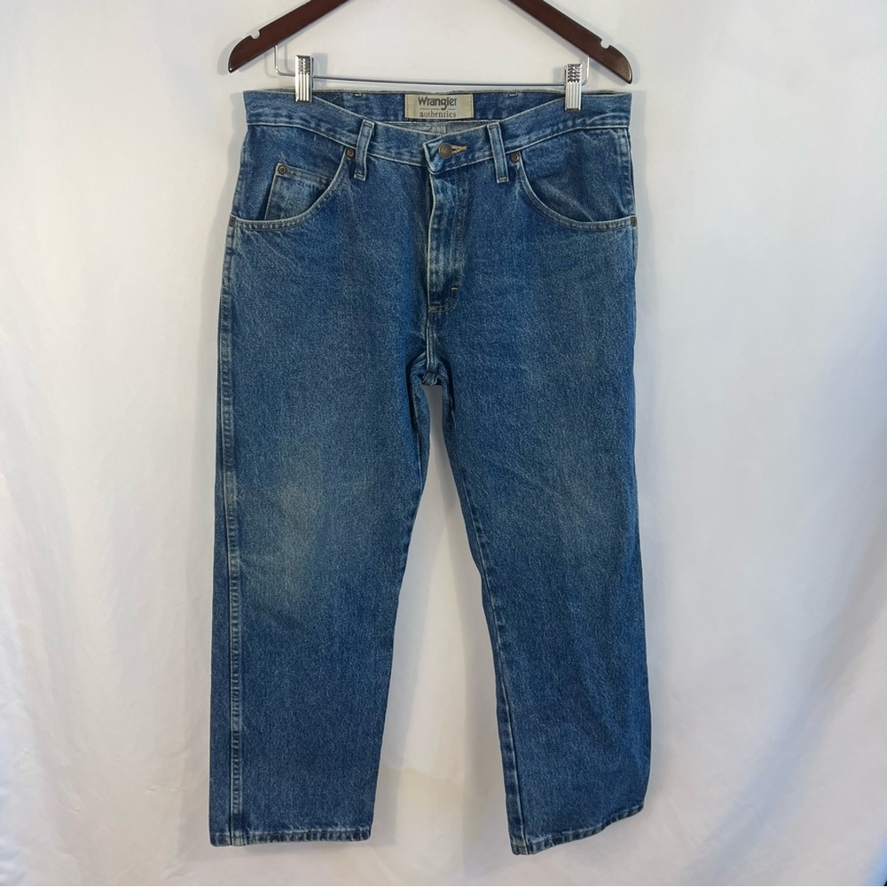 Wrangler Men's Size 34x28 Straight Regular Relaxed Fit Blue Cotton Jeans